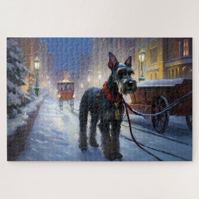Miniature Schnauzer Christmas Festive Season Jigsaw Puzzle (Horizontal)