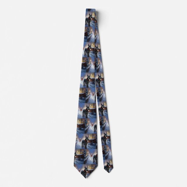 Miniature Schnauzer Christmas Festive Season Neck Tie (Front)