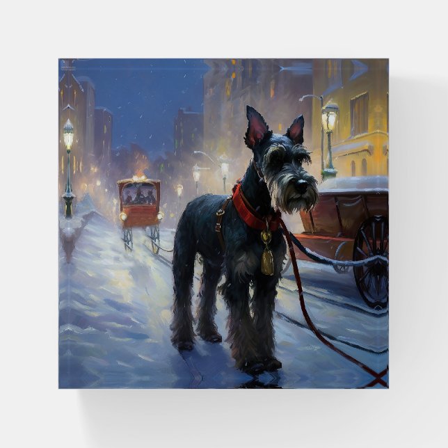 Miniature Schnauzer Christmas Festive Season Paperweight (Front)