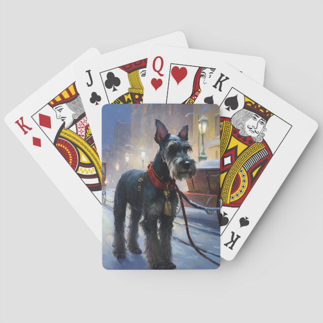 Miniature Schnauzer Christmas Festive Season Poker Cards (Back)