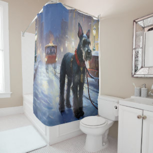 Miniature Schnauzer Christmas Festive Season Shower Curtain