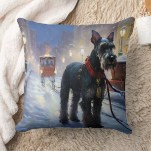 Miniature Schnauzer Christmas Festive Season Throw Pillow