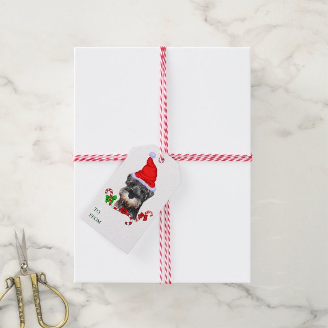 Miniature Schnauzer Christmas Gift Tags (With Twine)