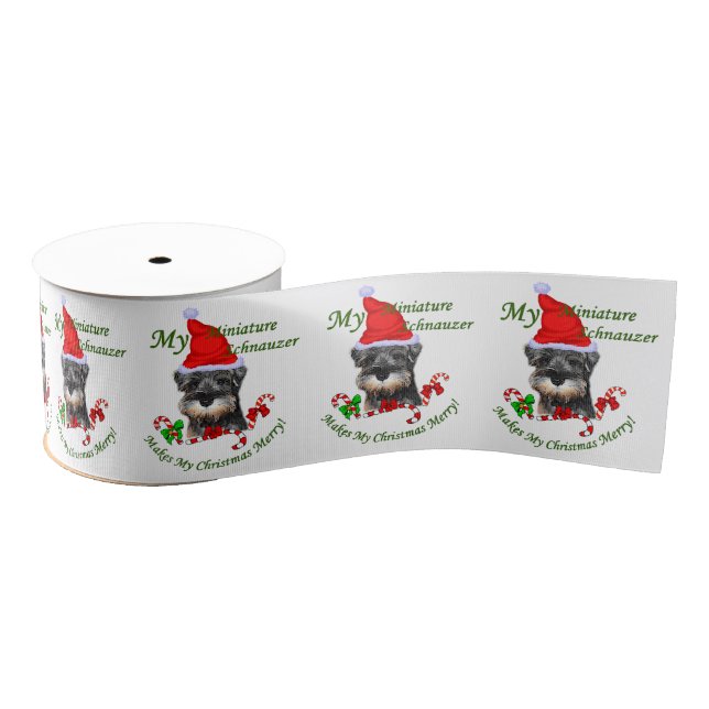 Miniature Schnauzer Christmas Grosgrain Ribbon (Spool)