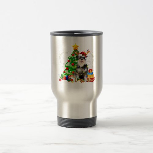 Miniature Schnauzer Christmas Lights  Funny Xmas Travel Mug