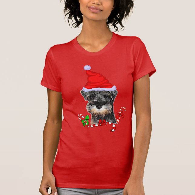 Miniature Schnauzer Christmas Merry T-Shirt (Front)