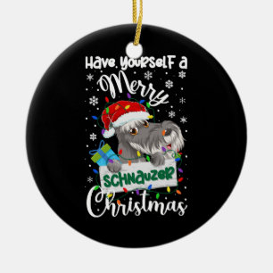Miniature Schnauzer Christmas Mini Schnauzer Xmas  Ceramic Ornament