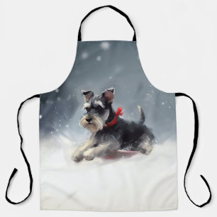 Miniature Schnauzer Christmas snow winter Apron