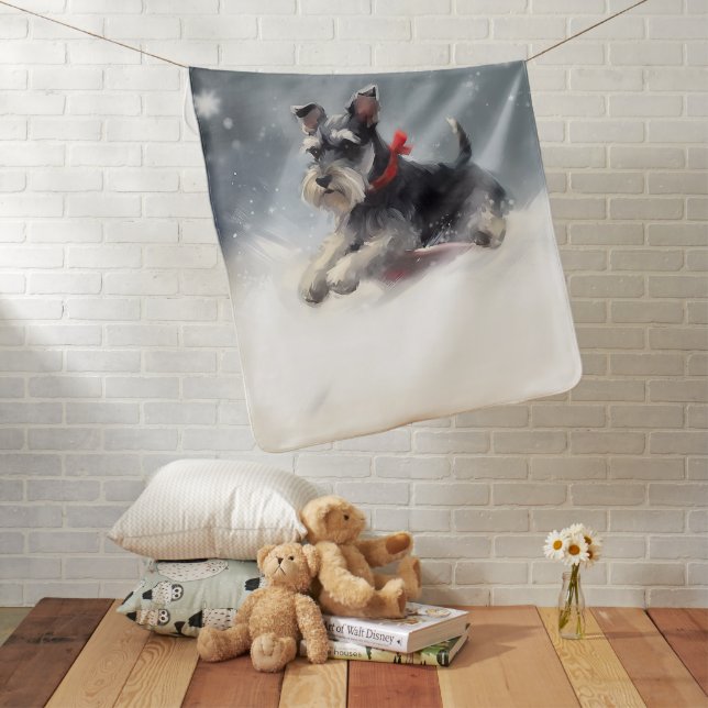 Miniature Schnauzer Christmas snow winter Baby Blanket (In Situ)