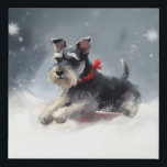 Miniature Schnauzer Christmas snow winter Faux Canvas Print<br><div class="desc">In this heartwarming Christmas design, a delightful scene unfolds as a furry companion joyfully embraces the winter wonderland. Picture a cheerful dog, filled with excitement and exuberance, riding in a snow sledge. The powdery snowflakes gracefully dance around them, creating a magical ambiance that captures the spirit of the season. With...</div>
