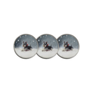 Miniature Schnauzer Christmas snow winter Golf Ball Marker