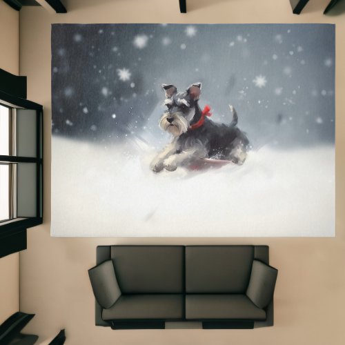 Miniature Schnauzer Christmas snow winter Rug