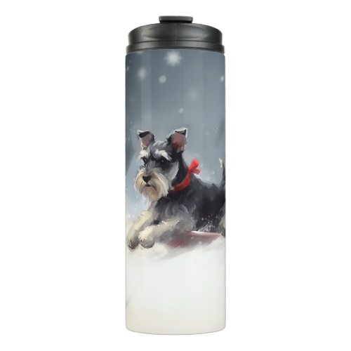 Miniature Schnauzer Christmas snow winter Thermal Tumbler