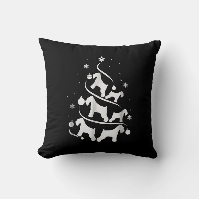 miniature schnauzer  christmas tree dog lover throw pillow (Front)