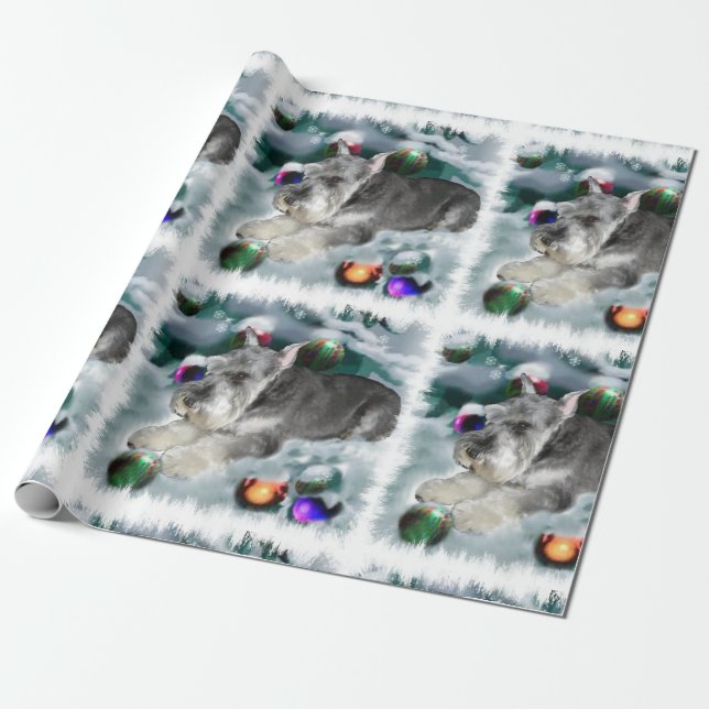 Miniature Schnauzer Christmas Wrapping Paper (Unrolled)