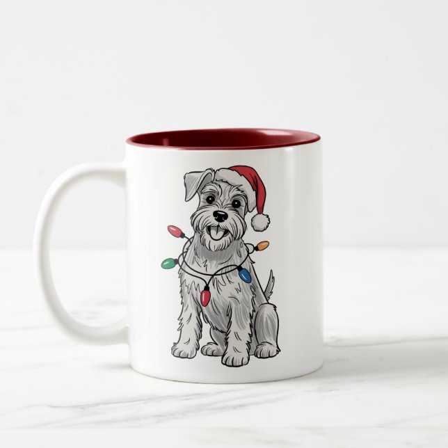 Miniature Schnauzer Christmas Xmas Dog Lover Gift  Two-Tone Coffee Mug (Left)
