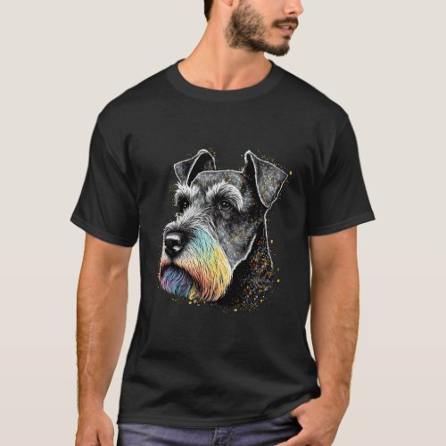 Miniature Schnauzer Colorful Dog Mom Dog Dad T_Shirt