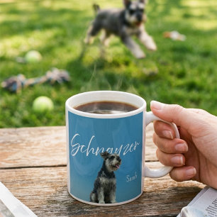 Miniature Schnauzer Custom Name Retro Blue Sky Coffee Mug
