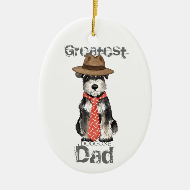 Miniature Schnauzer Dad Ceramic Ornament (Front)