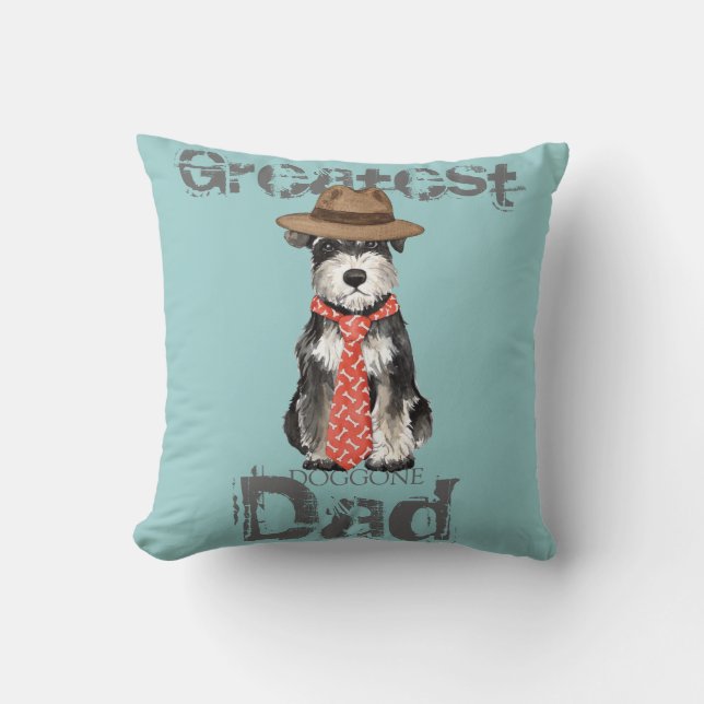 Miniature Schnauzer Dad Throw Pillow (Front)