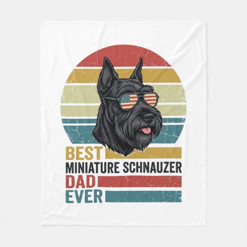 Miniature Schnauzer Dad Vintage Patriotic Shirt De Fleece Blanket