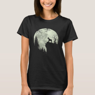 Miniature Schnauzer Dog And Moon Howl In Forest T-Shirt