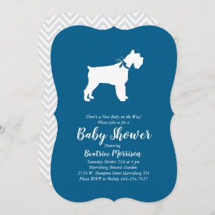 Miniature Schnauzer Dog Baby Shower Blue Boy Invitation