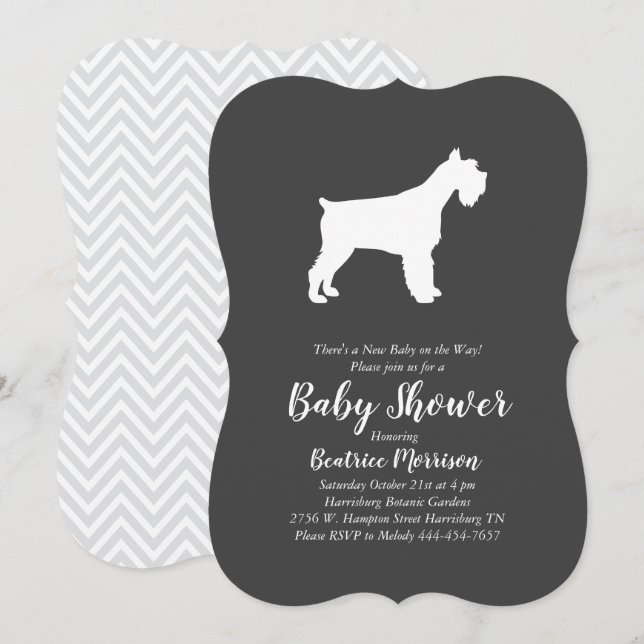 Miniature Schnauzer Dog Baby Shower Gender Neutral Invitation (Front/Back)