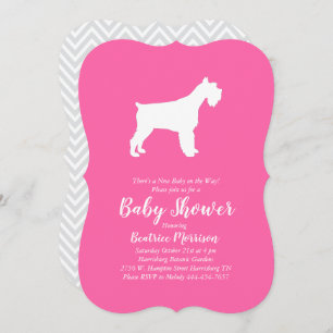 Miniature Schnauzer Dog Baby Shower Girl Pink Invitation