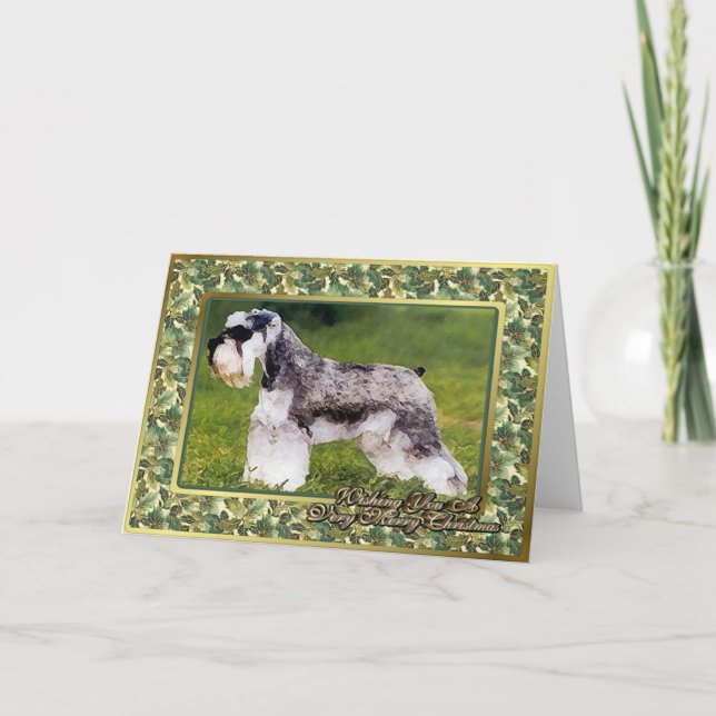 Miniature Schnauzer Dog Blank Christmas Card (Front)