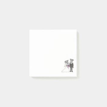 Miniature Schnauzer Dog Bride And Groom Wedding Post-it Notes by AllSmilesWeddings at Zazzle