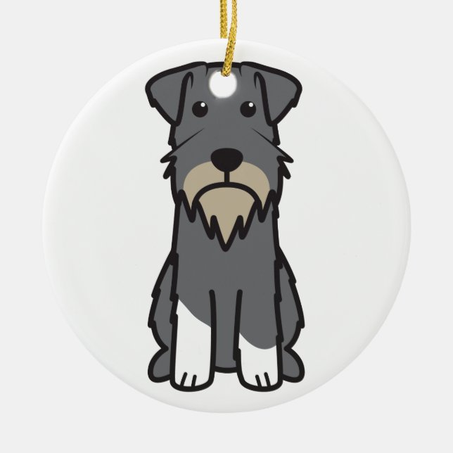 Miniature Schnauzer Dog Cartoon Ceramic Ornament (Front)