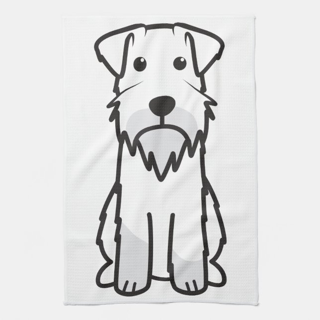 Miniature Schnauzer Dog Cartoon Kitchen Towel (Vertical)