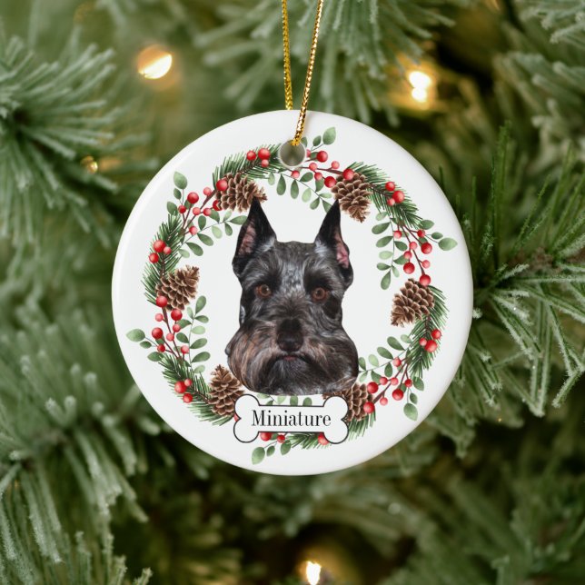 miniature schnauzer dog ceramic ornament (Tree)