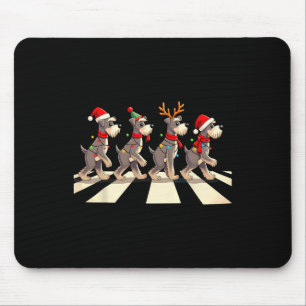 Miniature Schnauzer Dog Crossing Road Xmas Mouse Pad
