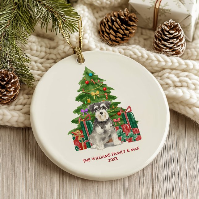 Miniature Schnauzer Dog Family Christmas Ceramic Ornament (Creator Uploaded)