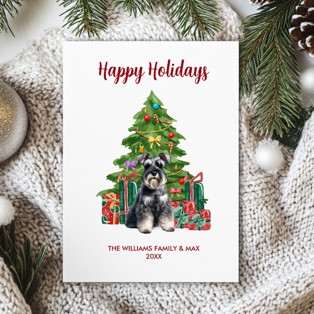 Miniature Schnauzer Dog Family Christmas Holiday Card (Creator Uploaded)