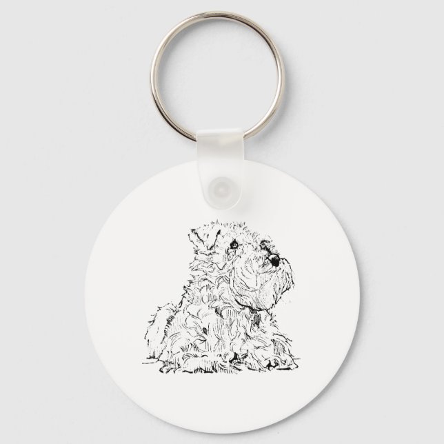 Miniature Schnauzer Dog Illustration Keychain (Front)