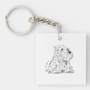 Miniature Schnauzer Dog Illustration Keychain