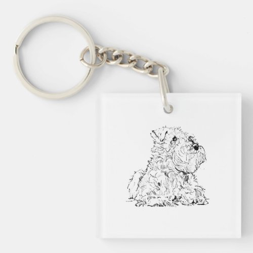 Miniature Schnauzer Dog Illustration Keychain