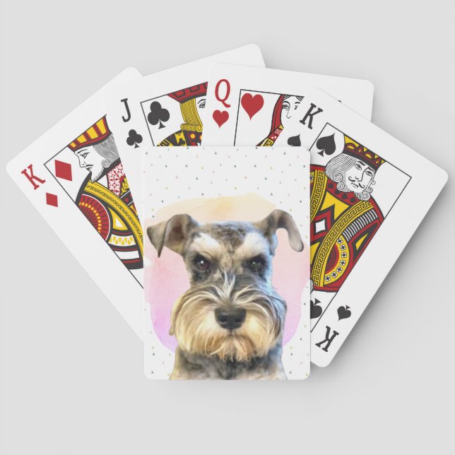 Miniature Schnauzer Dog Lover Cute Animal Pink Poker Cards (Back)