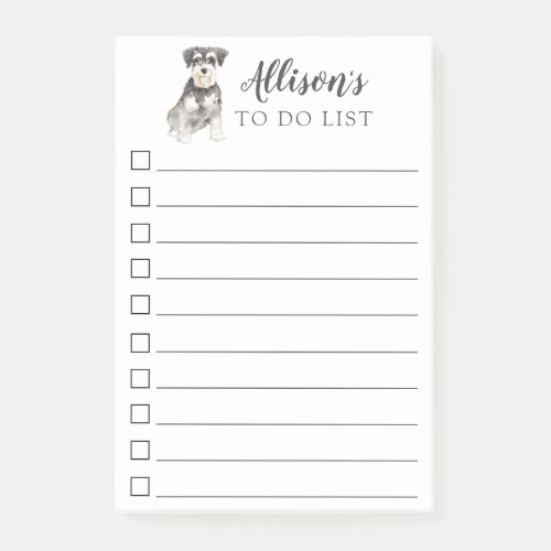 Miniature Schnauzer Dog Personalized To Do List Post_it Notes