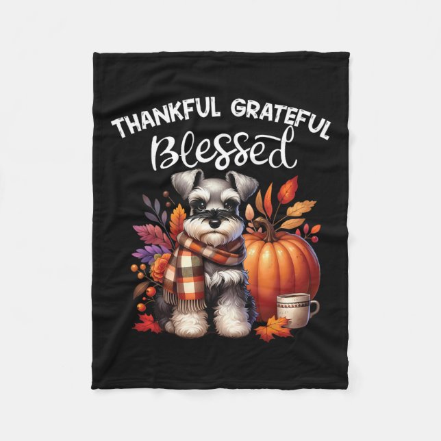 Miniature Schnauzer Dog Pumpkin Spice Happy Fall Y Fleece Blanket (Front)