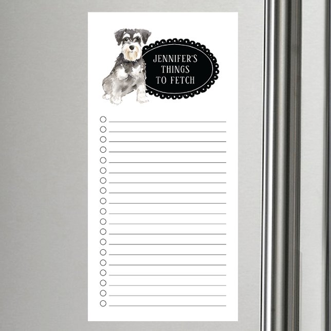 Miniature Schnauzer Dog Shopping List Magnetic Notepad (Creator Uploaded)