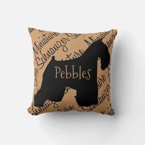 Miniature Schnauzer Dog Silhouette Custom Pillow