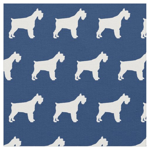 Miniature Schnauzer Dog Silhouette Pet Navy Blue Fabric
