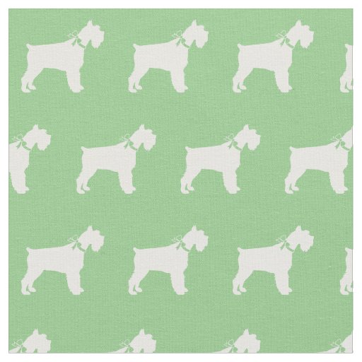 Miniature Schnauzer Dog Silhouette Pet Sage Green Fabric