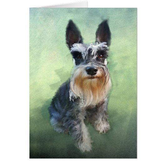Miniature Schnauzer Dog Water Color Art Painting (Front)