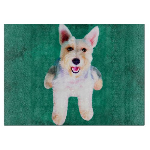 Miniature Schnauzer Dog Water Color Art Painting Cutting Board