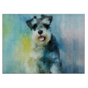 Miniature Schnauzer Dog Water Color Art Painting Cutting Board